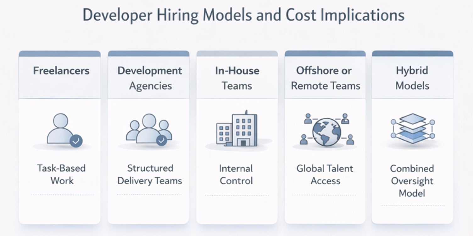 An image that represent Developer Hiring Models and Cost Implications